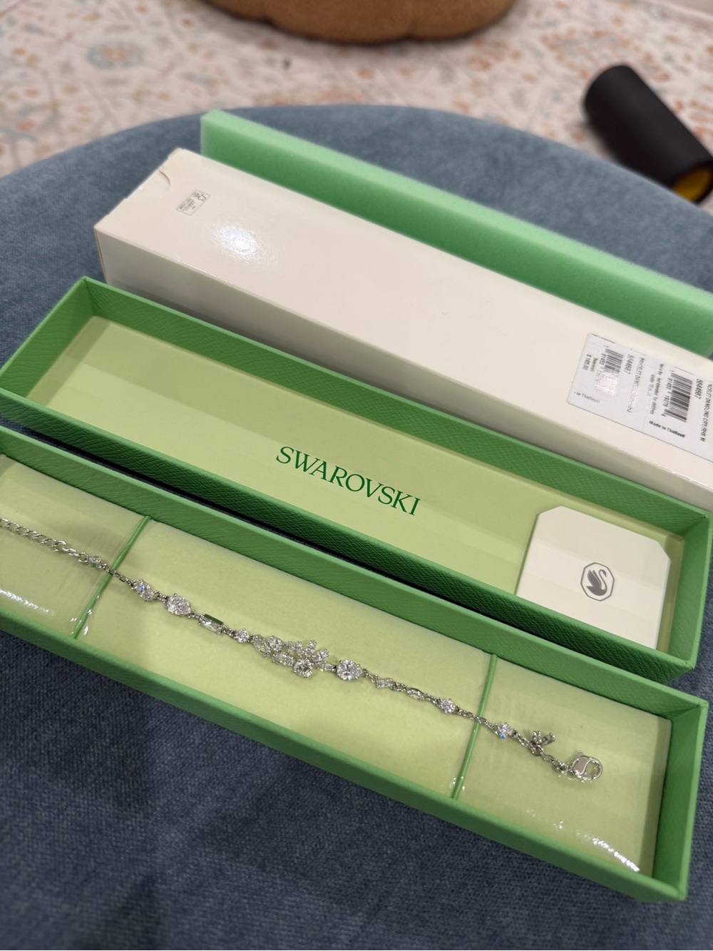 Swarovski Silver Crystal Flower Link Bracelet - Silver